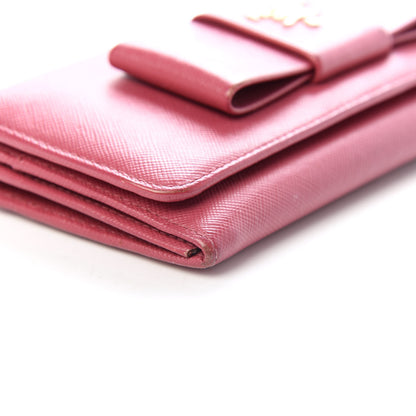 Prada Saffiano Fiocco Bow Continental Wallet Peonia 10 of 13