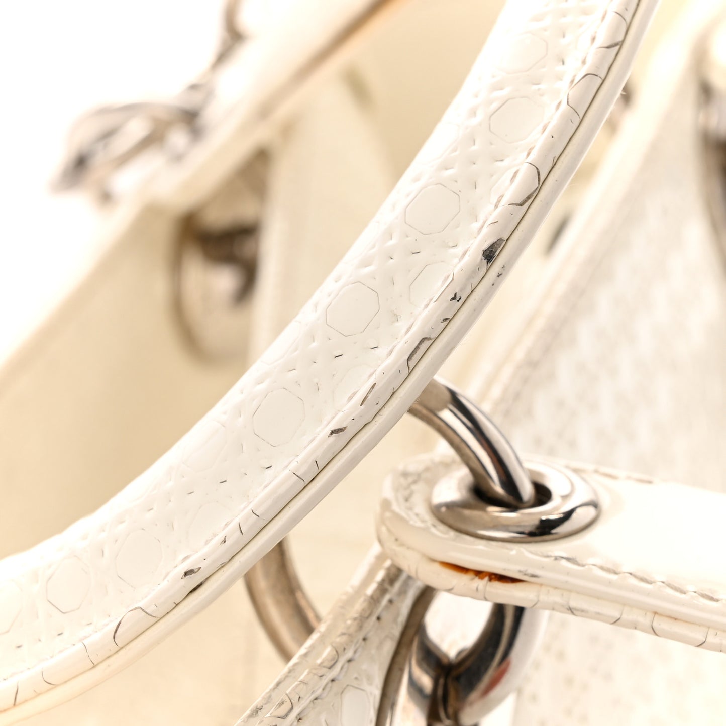 Patent Micro-Cannage Medium Lady Dior White