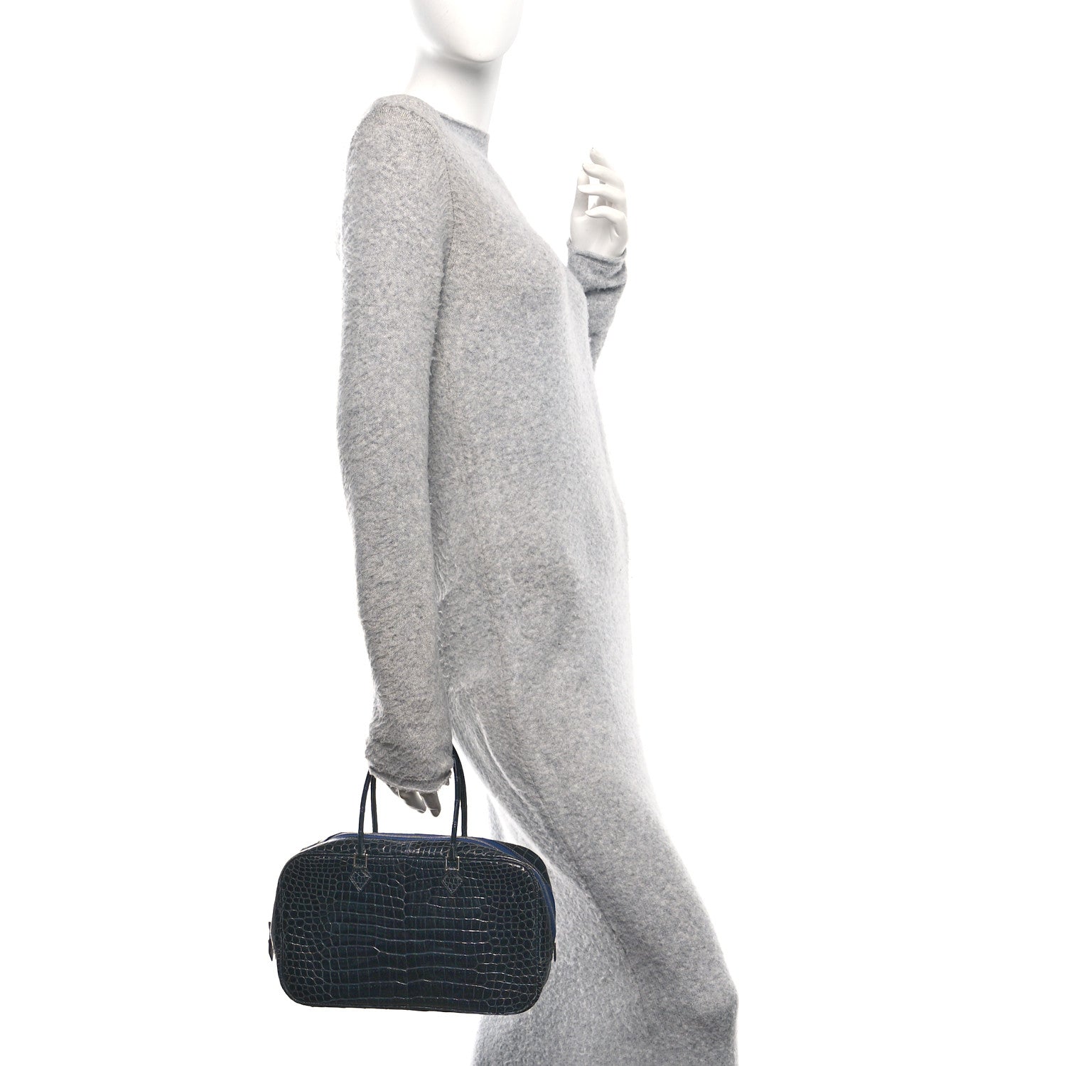 Hermes Shiny Porosus Crocodile Plume Elan 28 Bleu Marine 2 of 11