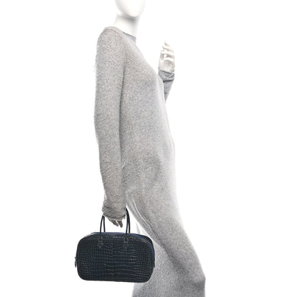 Hermes Shiny Porosus Crocodile Plume Elan 28 Bleu Marine 2 of 11