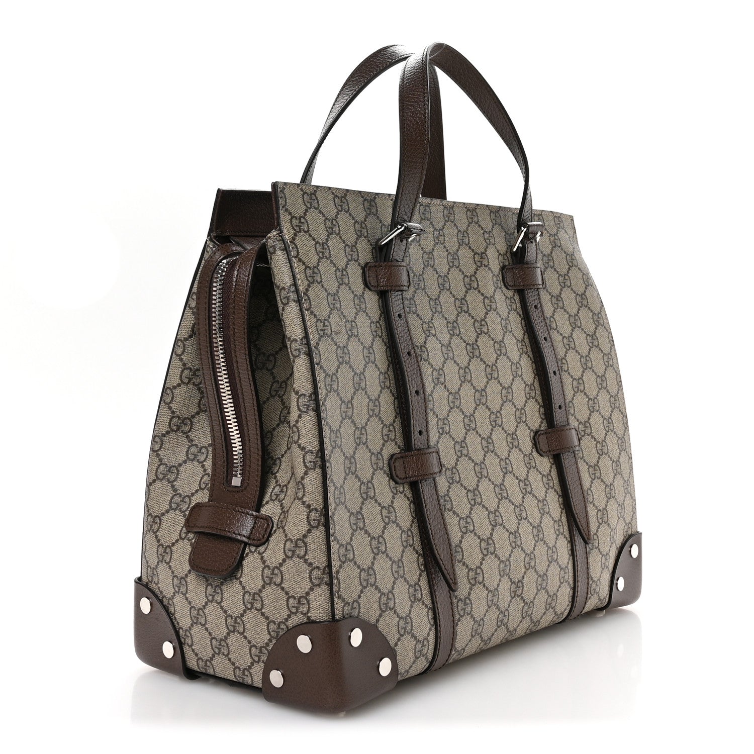 Gucci GG Supreme Monogram Textured Dollar Calfskin Medium Detail Tote Beige Ebony New Acero 3 of 10