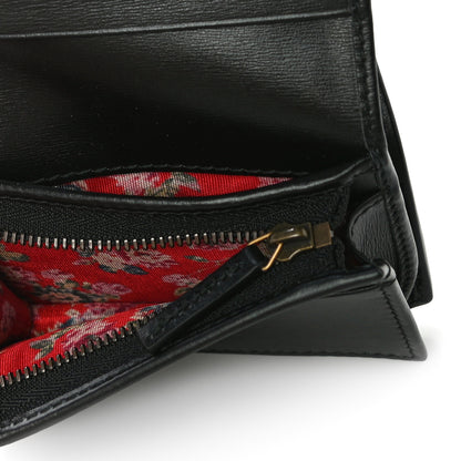 Gucci Calfskin Web Trapuntata GG Marmont Card Case Wallet Black 5 of 10