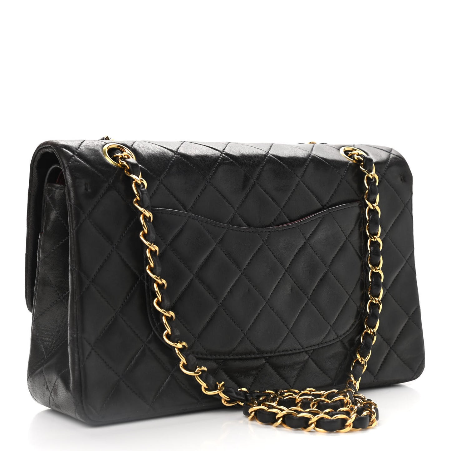 Lambskin Quilted Medium Double Flap Black