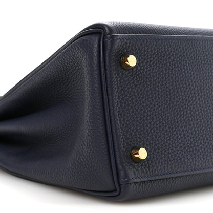 Hermes Togo Horseshoe Au Galop Kelly Retourne 28 Bleu Nuit Rouge H Fauve 9 of 11