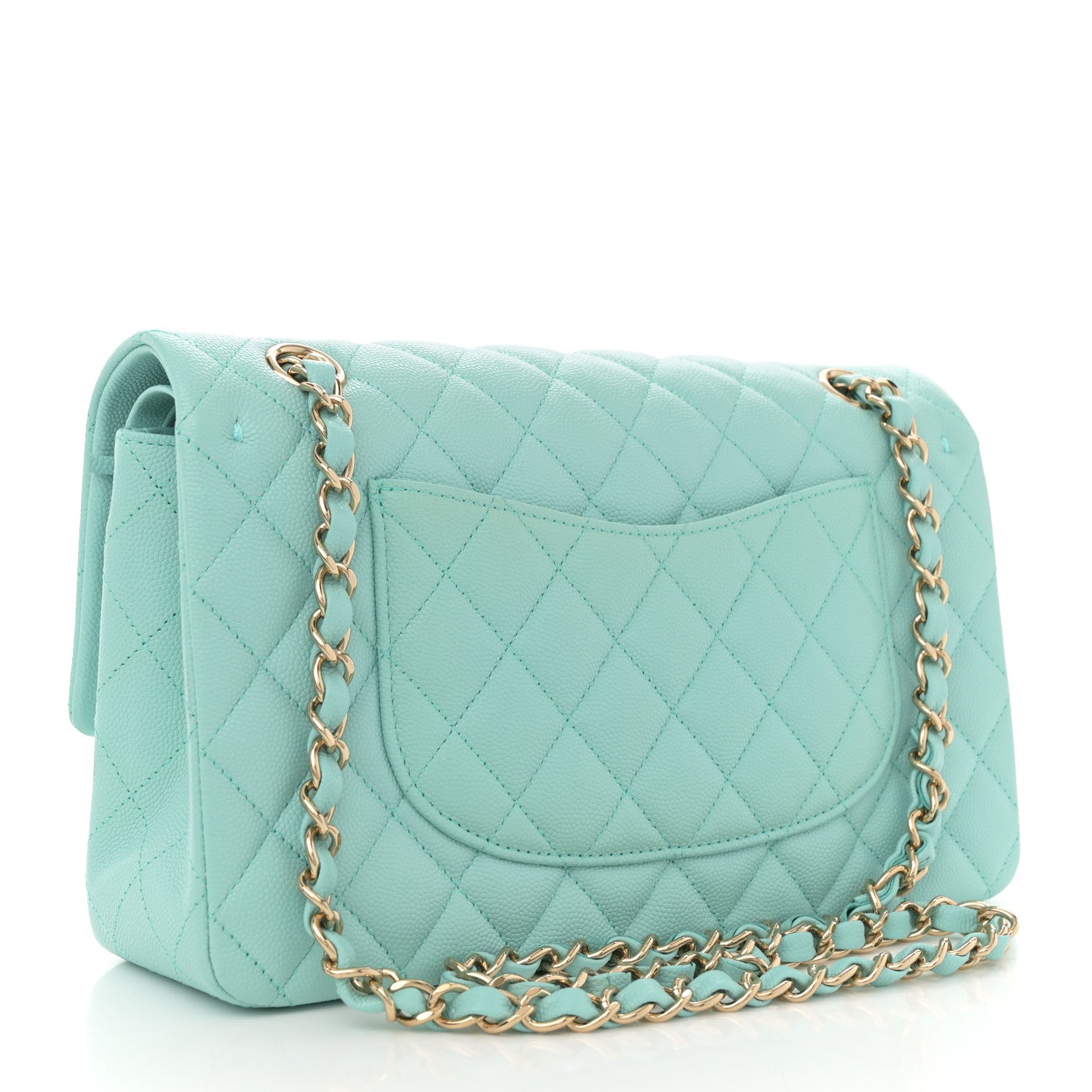 Chanel Lambskin Quilted Medium Double Flap Light Blue 3 of 13