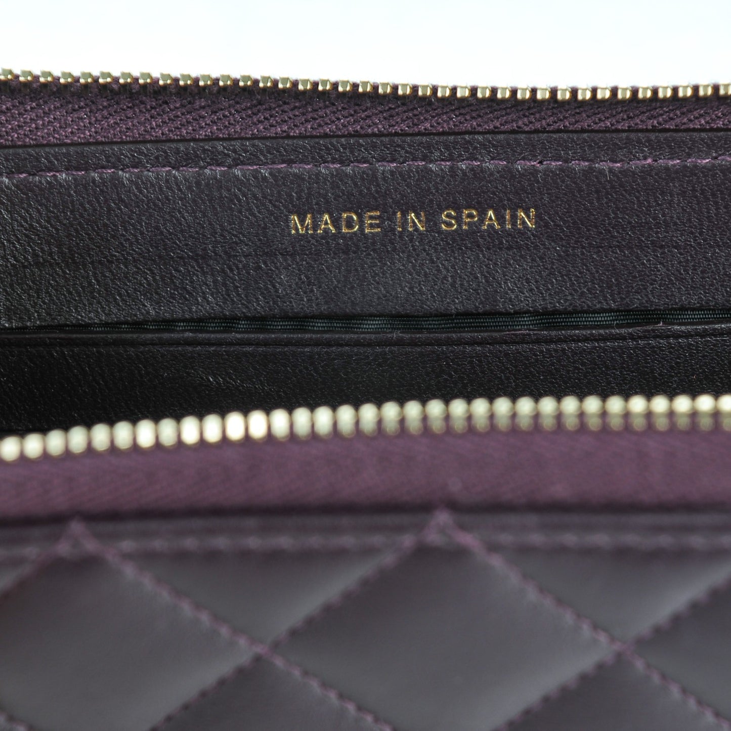 Lambskin Quilted Small Zip Around Wallet Purple