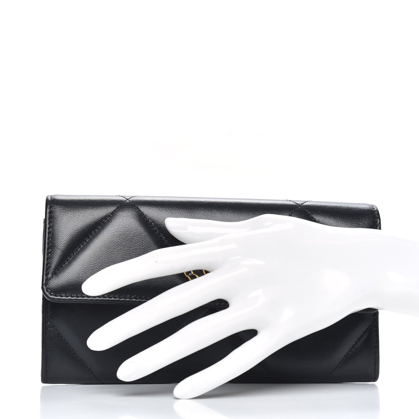 Lambskin Quilted Chanel 19 Flap Wallet Black