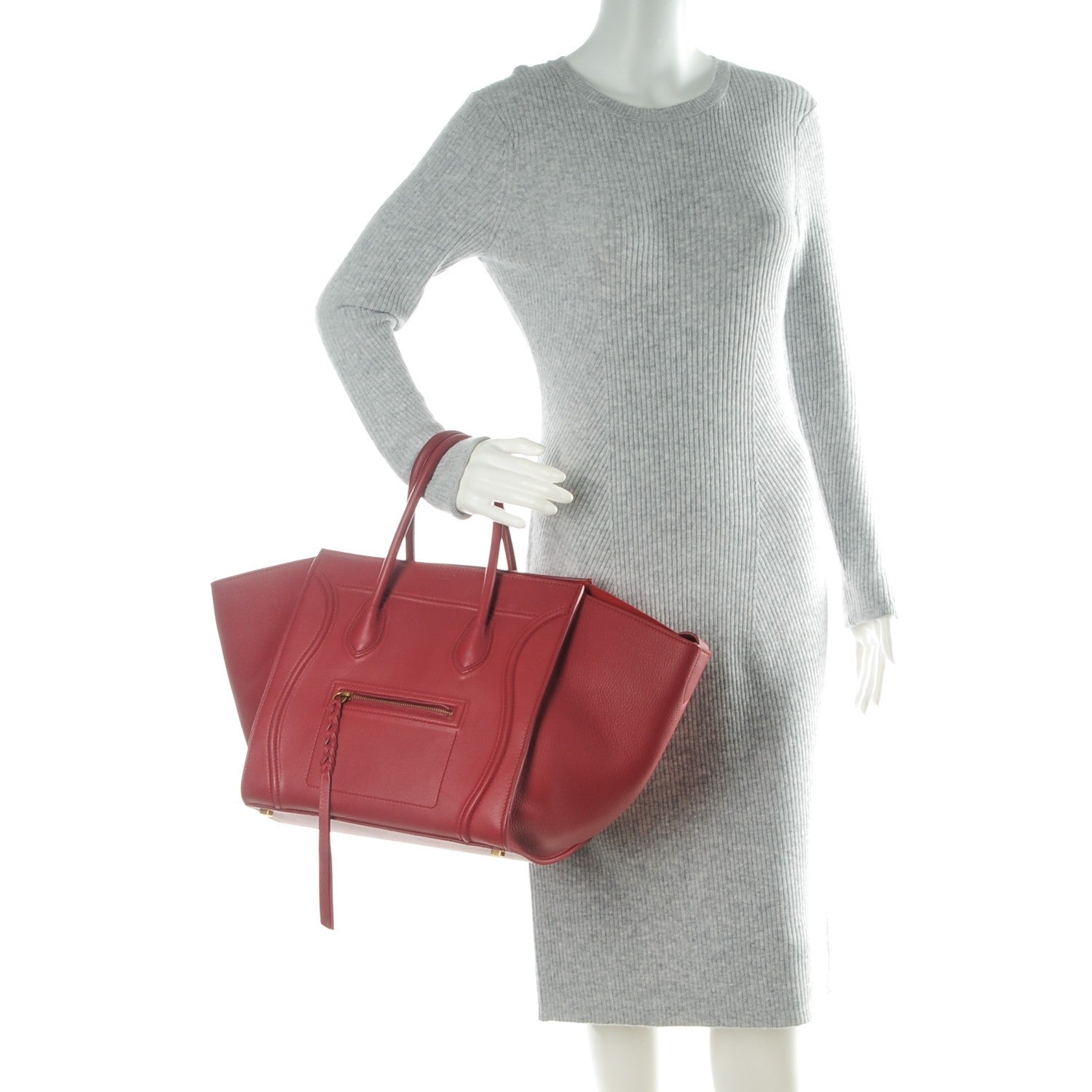 Celine Supple Calfskin Medium Phantom Luggage Red 2 of 11