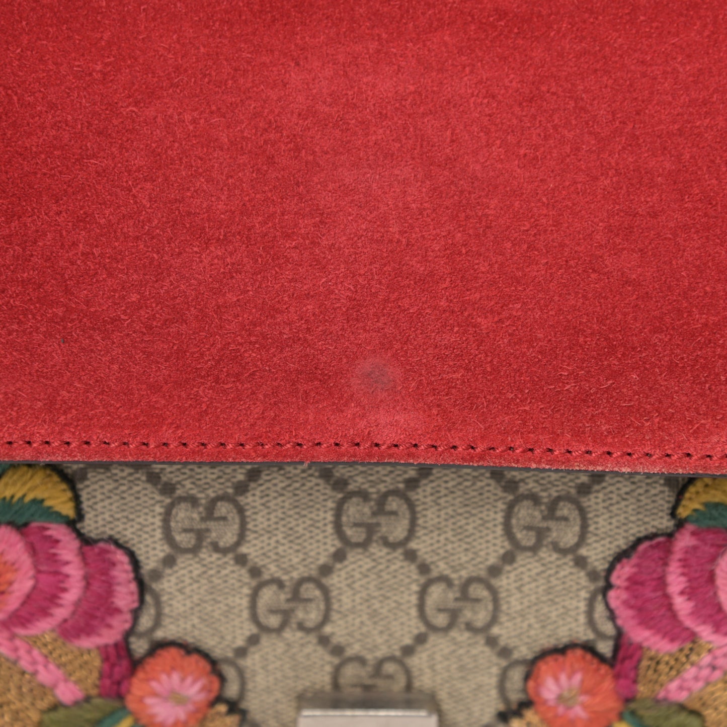 GG Supreme Monogram Embroidered Medium Dionysus Shoulder Bag Beige Hibiscus
