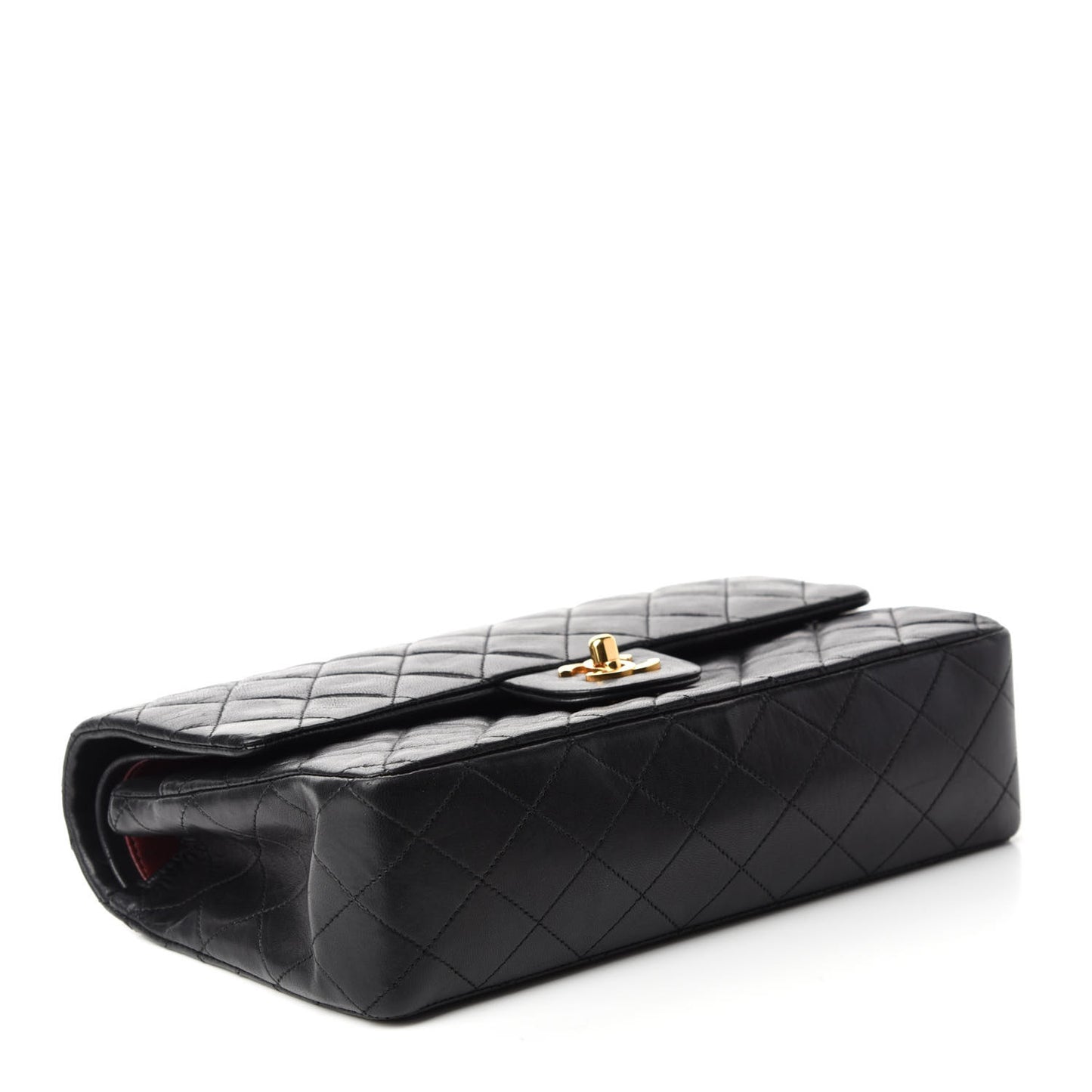 Lambskin Quilted Medium Double Flap Black