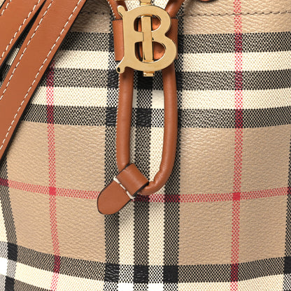 Burberry E-Canvas Vintage Check Mini Drawstring Bucket Bag Briar Brown 8 of 10