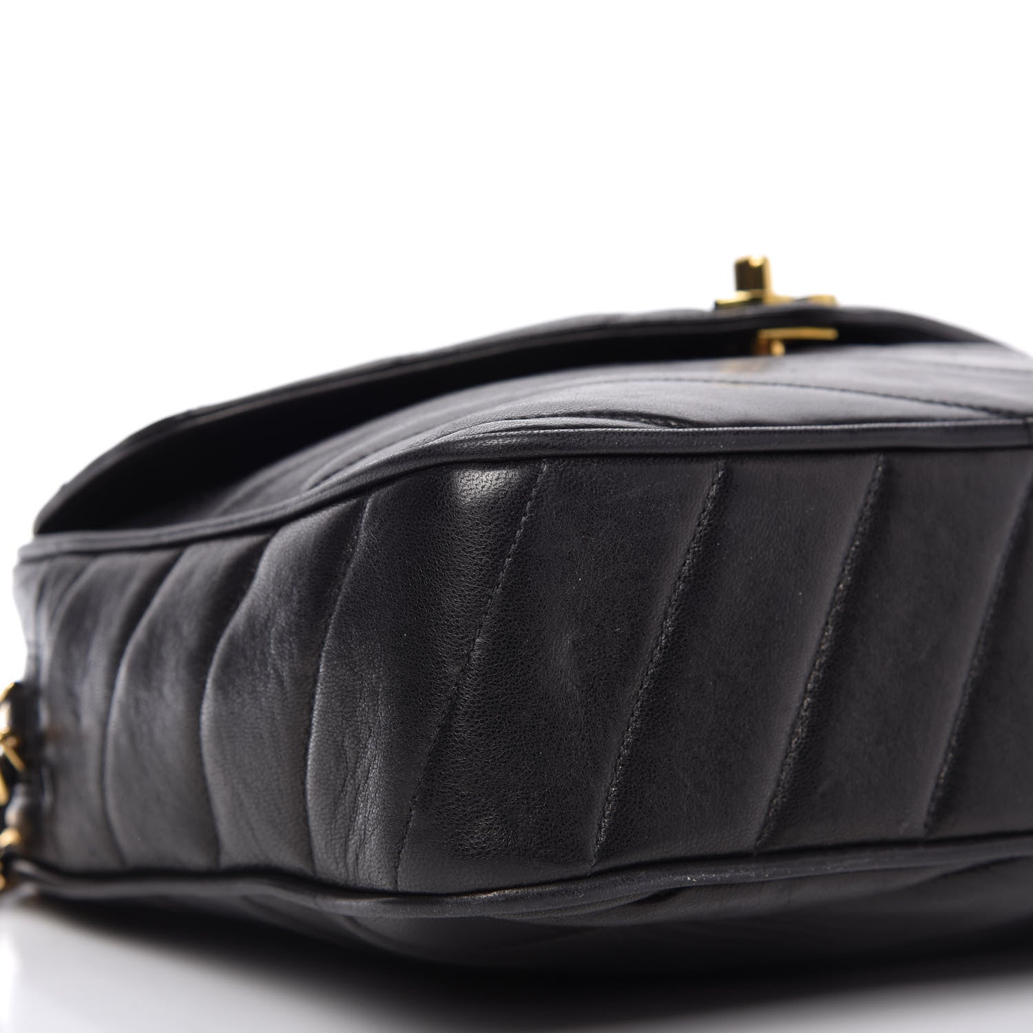 Chanel Lambskin Chevron Quilted Tassel Camera Case Black 6 of 12