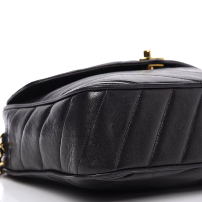 Chanel Lambskin Chevron Quilted Tassel Camera Case Black 6 of 12