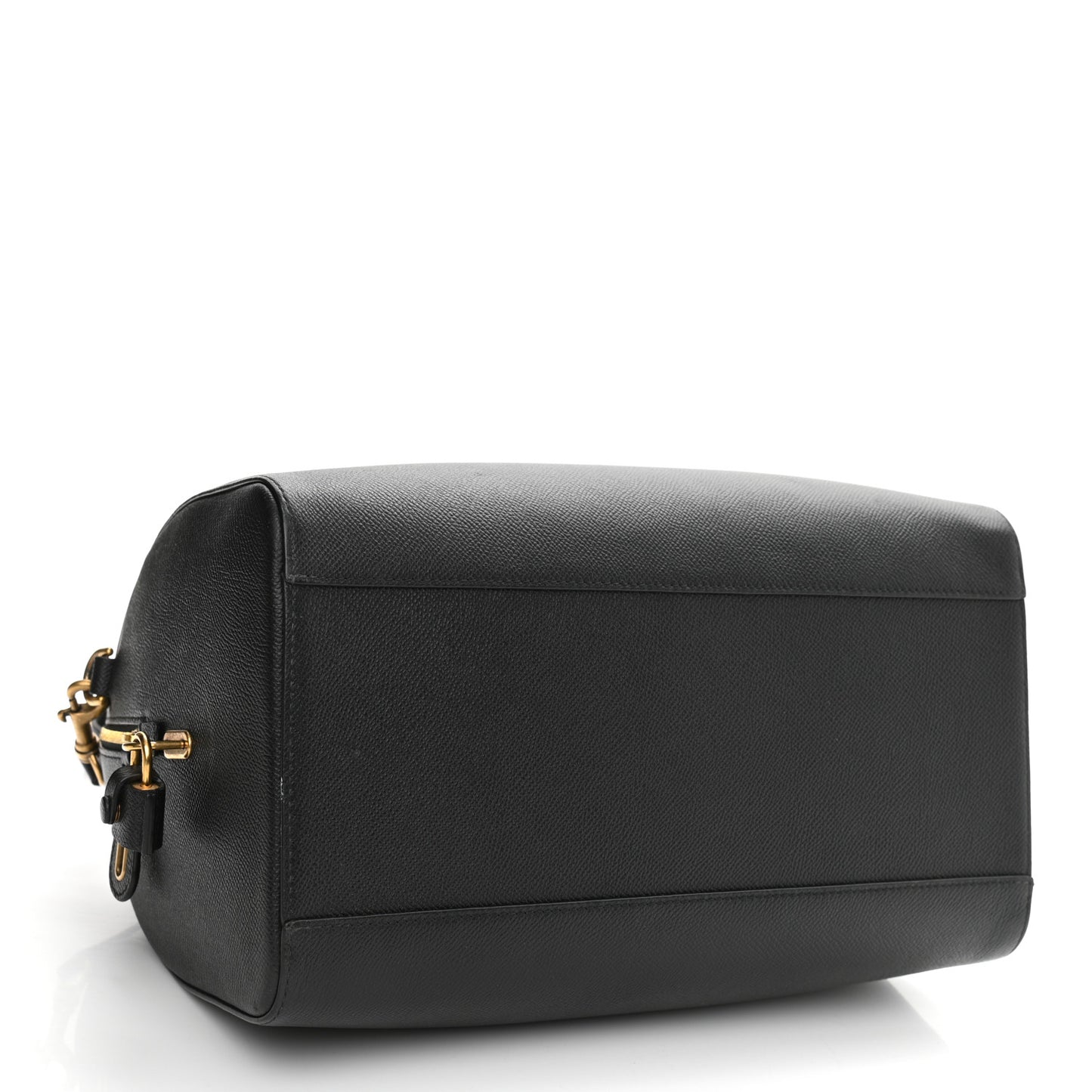 Grained Calfskin Medium Ville Bowling Bag Black