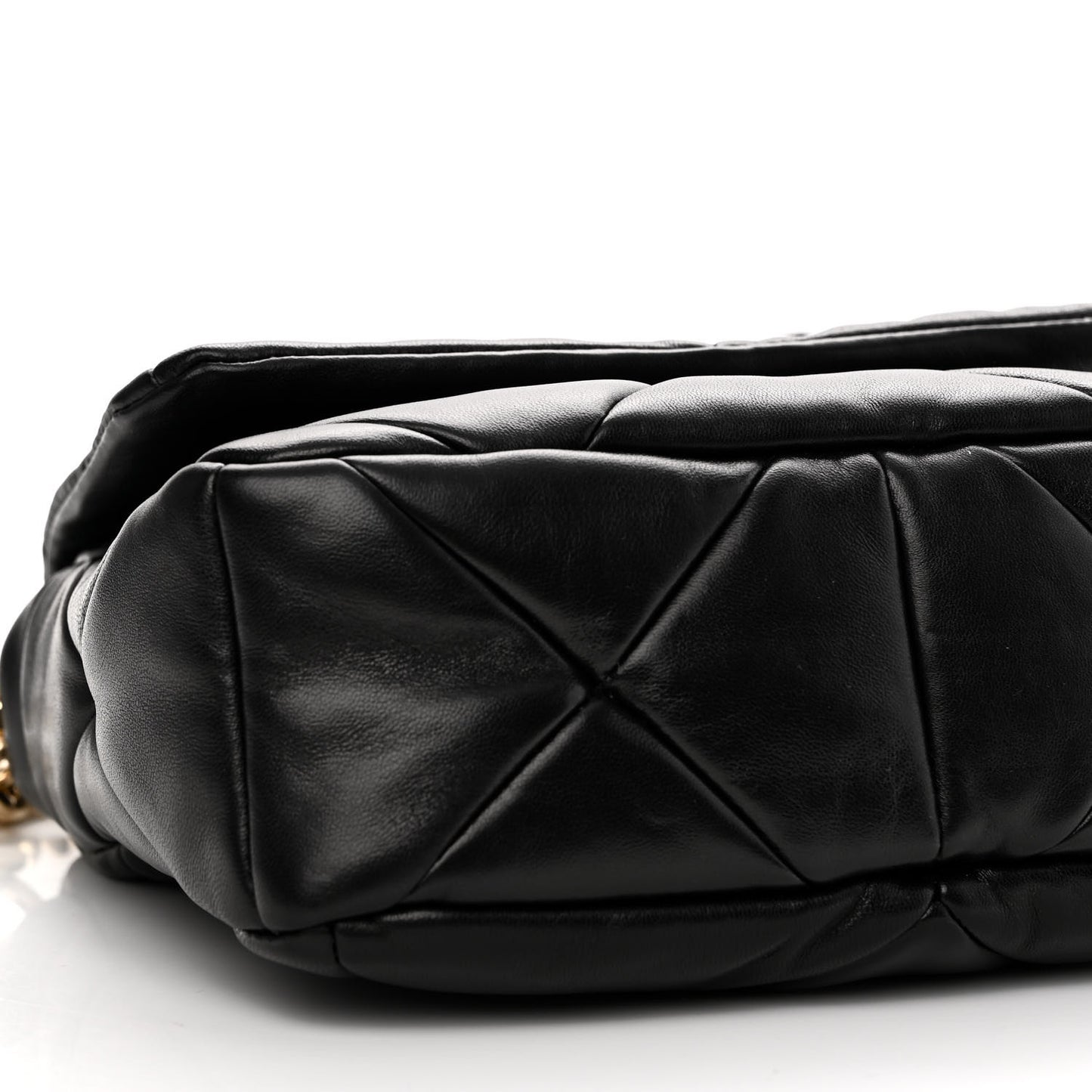 Nappa Re-Nylon Triangle Quilted Patchwork System Flap Shoulder Bag Black