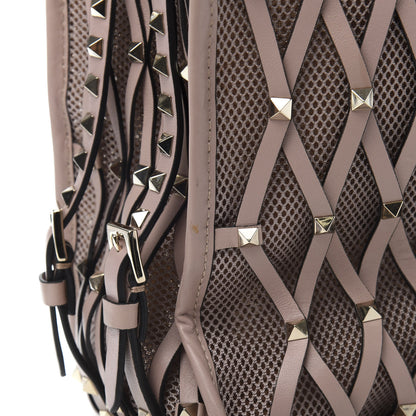 Valentino Garavani Vitello Lattice Mesh Rockstud Shopper Tote Poudre 10 of 11