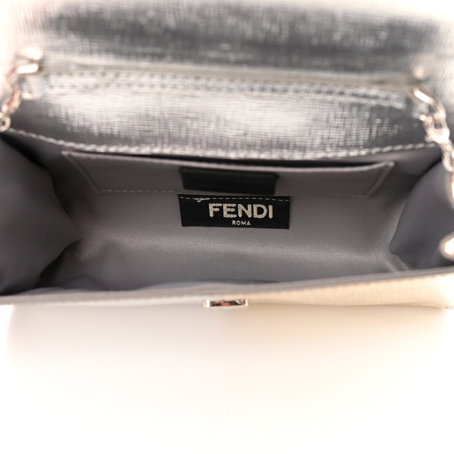 Vitello Mirror Elite Bi-Color Mini Rush Clutch Argento Champagne