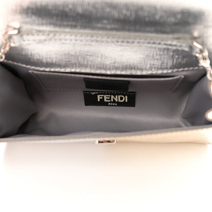 Fendi Vitello Mirror Elite Bi-Color Mini Rush Clutch Argento Champagne 5 of 14