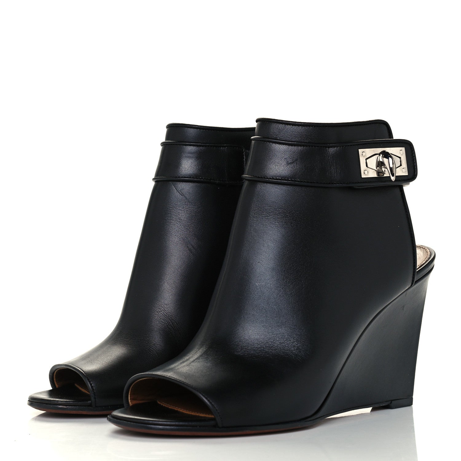 Givenchy Calfskin Shark Lock Wedges 39.5 Black 3 of 11