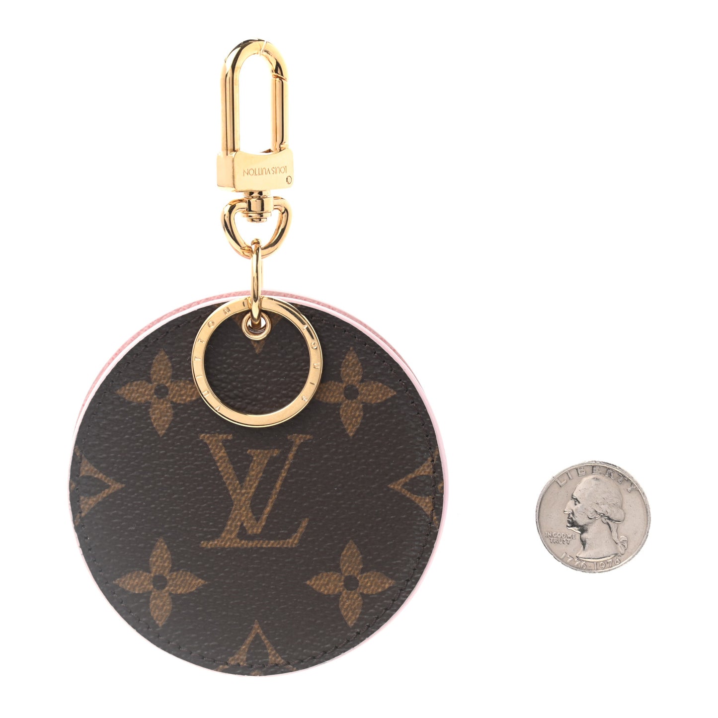 Monogram LV Mirror Bag Charm Key Holder Rose Ballerine