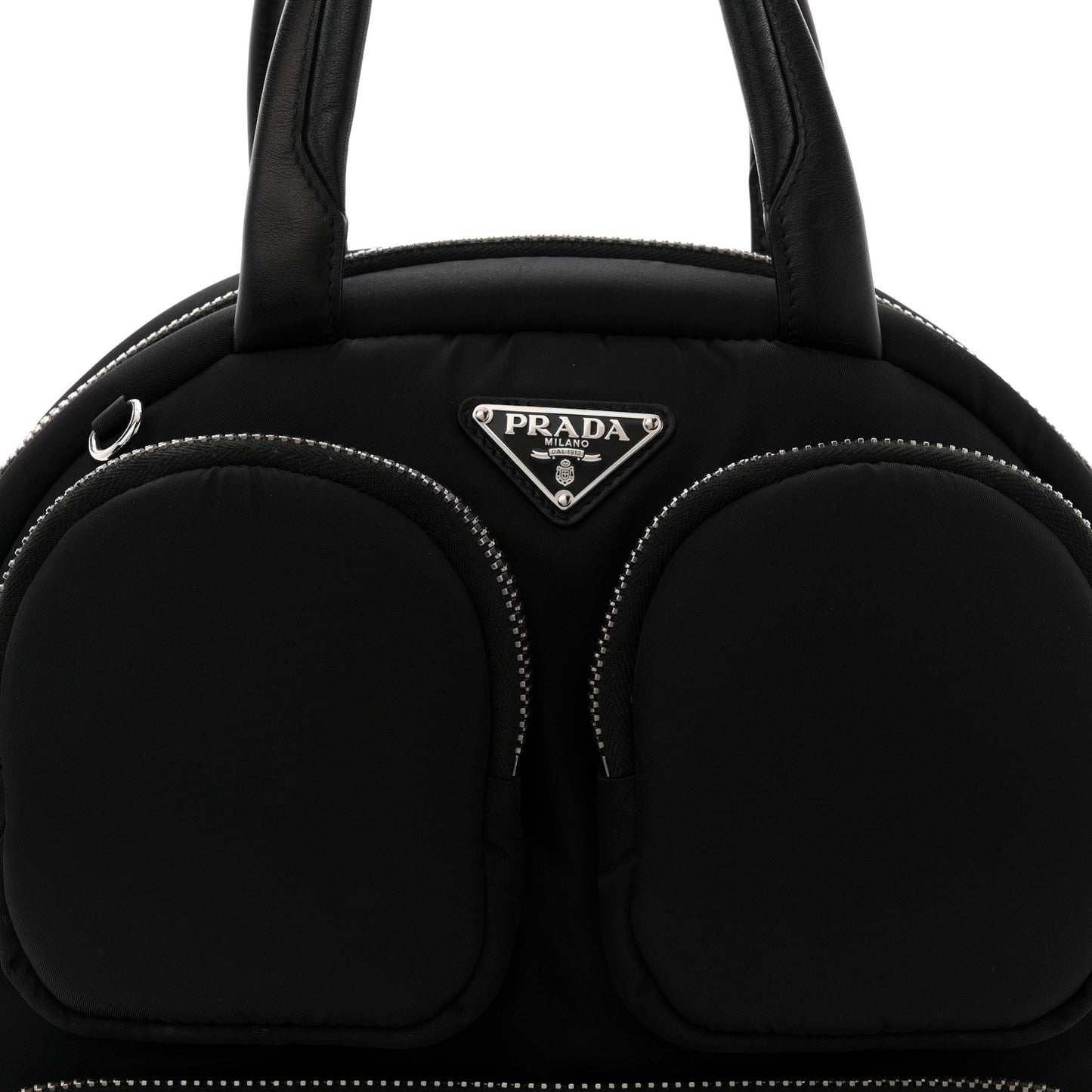 Tessuto Nylon Pocket Cargo Top Handle Bag Black Fuoco