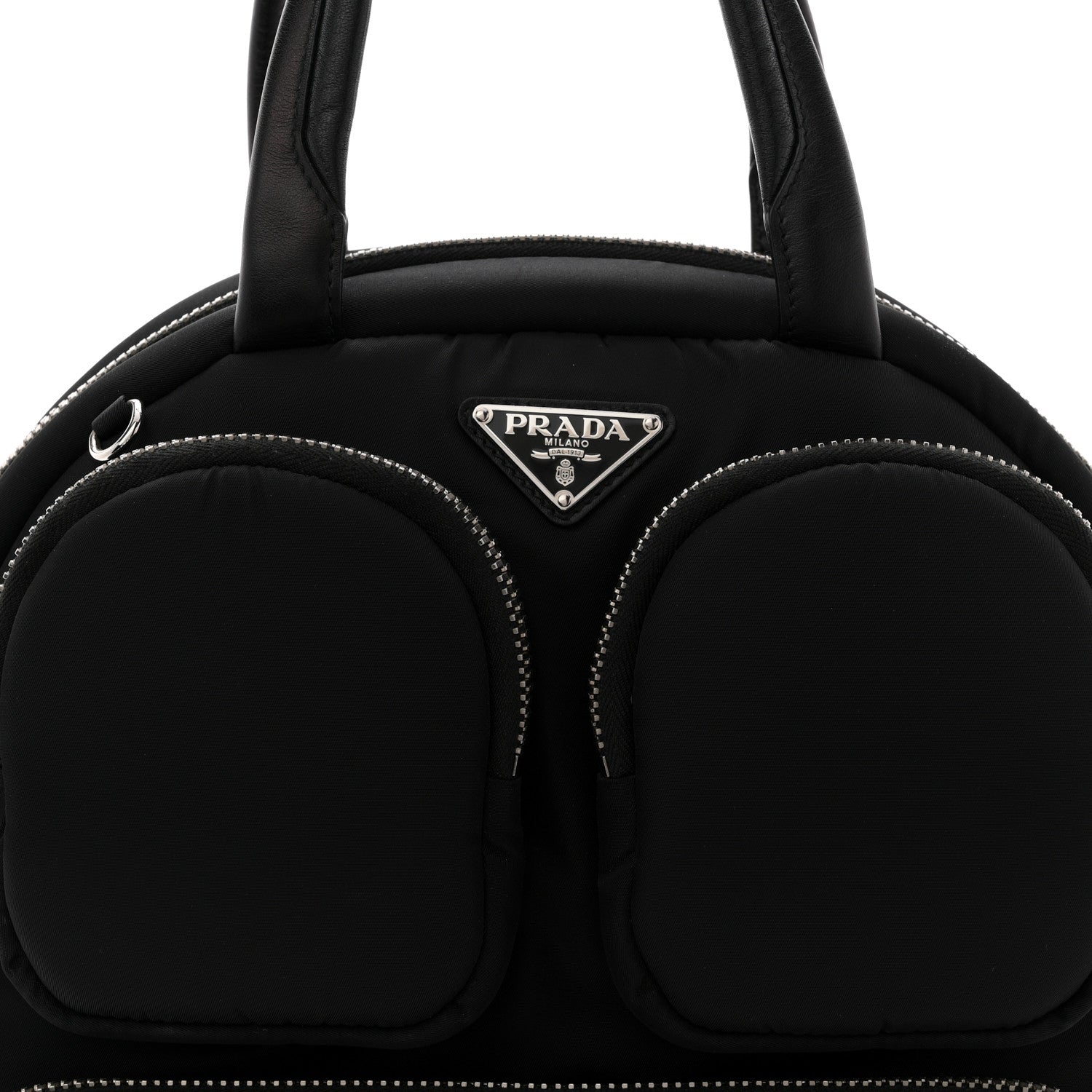 Prada Tessuto Nylon Pocket Cargo Top Handle Bag Black Fuoco 8 of 10