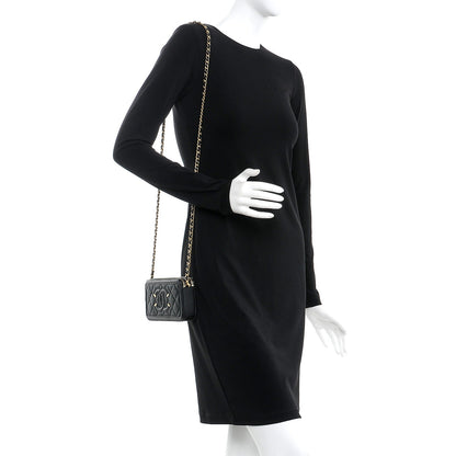 Chanel Caviar Quilted CC Filigree Clutch With Chain Black 2 of 9