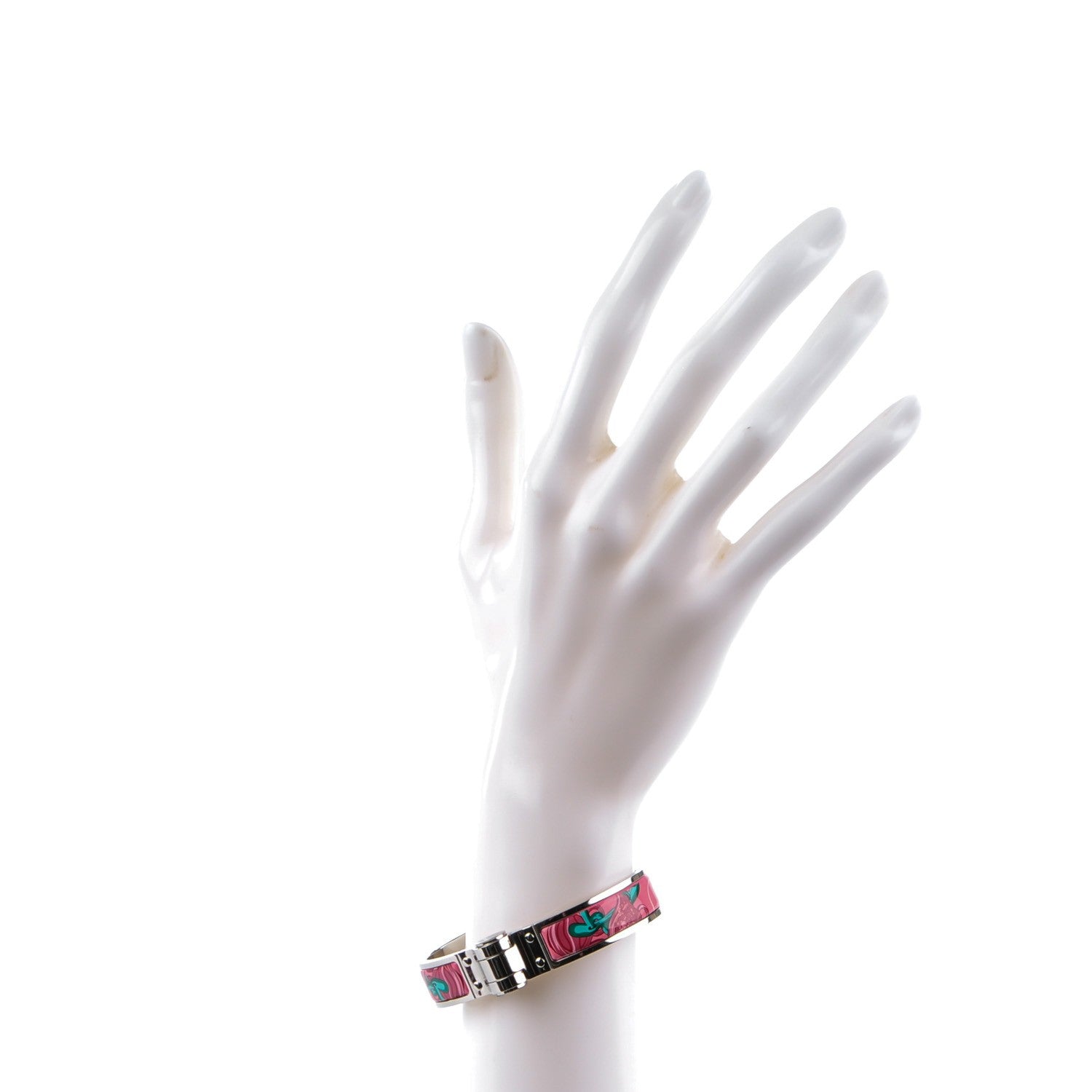 Hermes Enamel Printed Narrow Brides De Gala Hinged Bracelet S 2 of 5