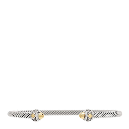 David Yurman Sterling Silver 18K Yellow Gold 4mm Cable Renaissance Bracelet 1 of 3