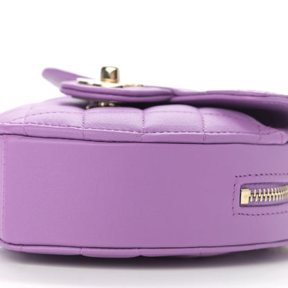 Chanel Lambskin Quilted CC In Love Heart Clutch With Chain Purple 10 of 11