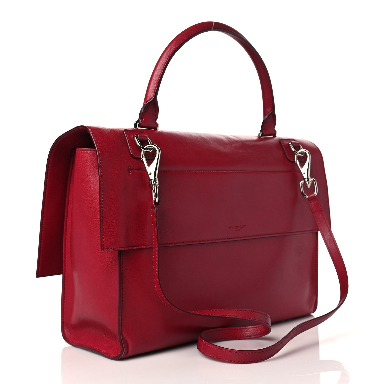 Givenchy Lambskin Medium Shark Lock Satchel Red 3 of 13