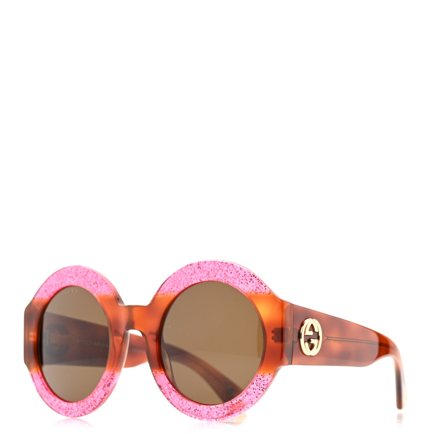 Gucci Acetate Round GG0084S Sunglasses Glitter Fuchsia 1 of 6