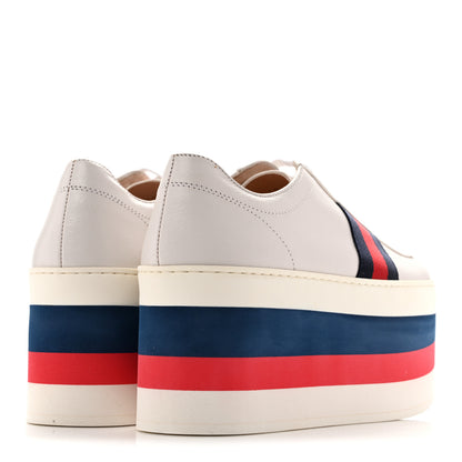 Gucci Ultralight Plume Calfskin Web Womens Ace Platform Sneakers 37 White 5 of 11