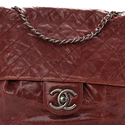 Chanel Grained Calfskin Quilted Maxi Elastic Flap Burgundy 7 of 9