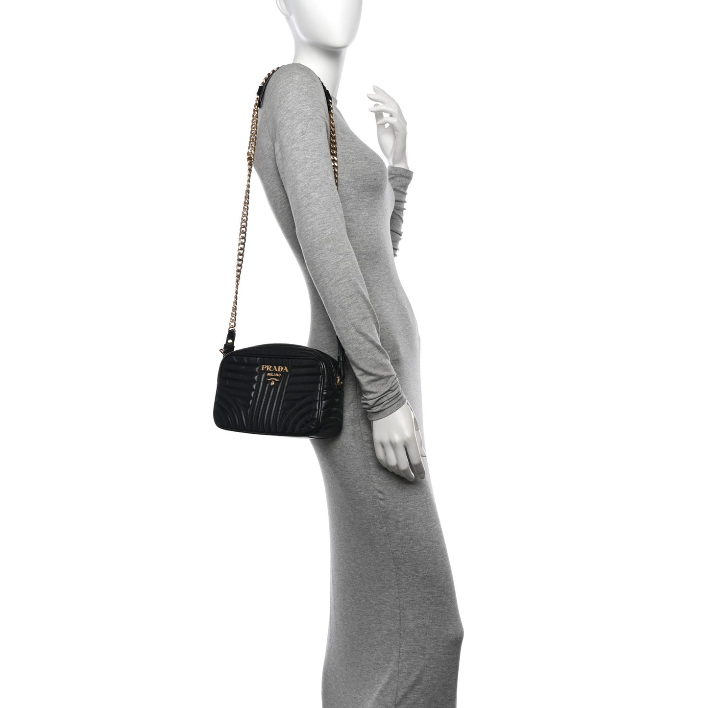 Soft Calfskin Diagramme Crossbody Bag Black