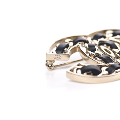 Chanel Lambskin Chain CC Brooch Black Gold 4 of 5