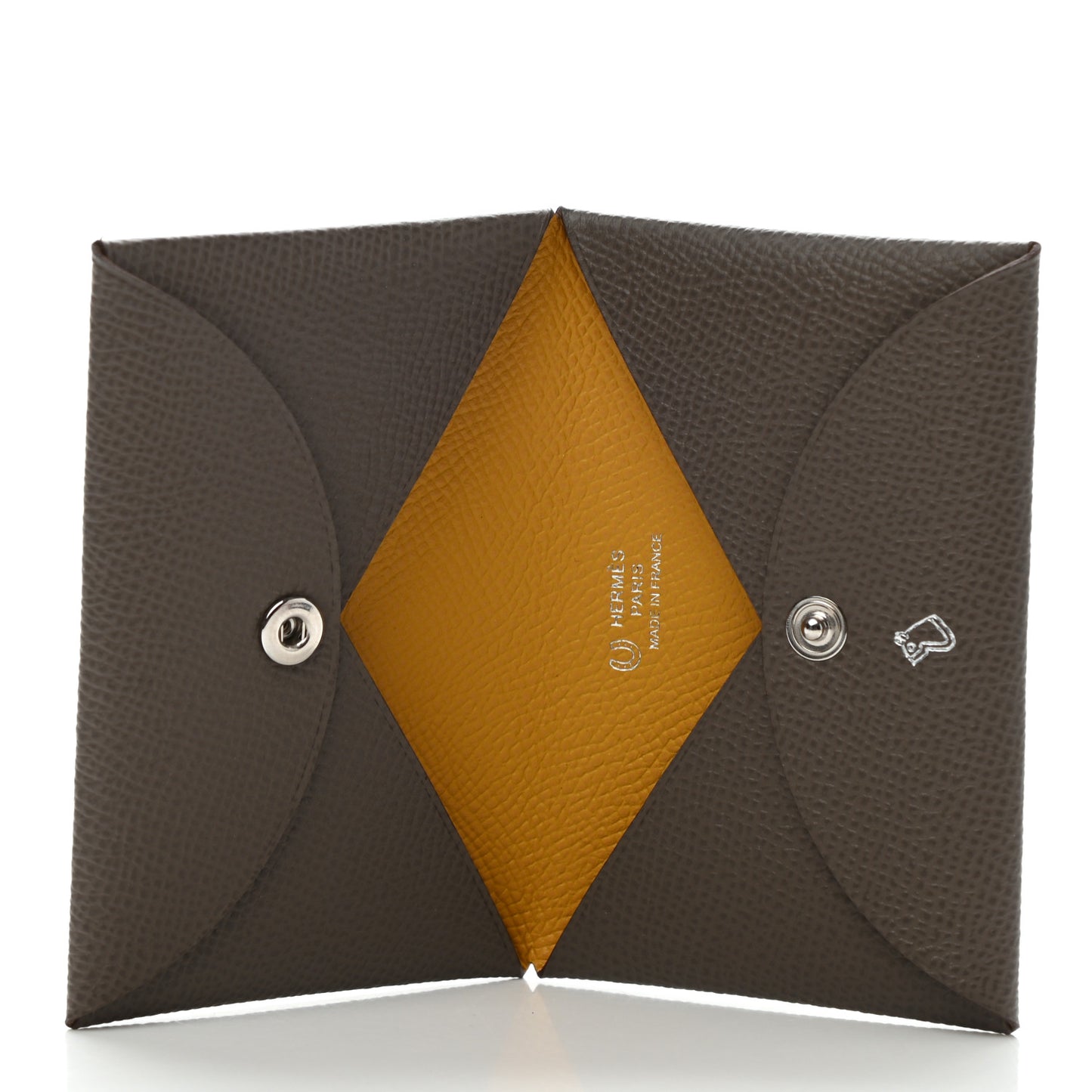 Epsom Horseshoe Calvi Card Case Etain Jaune Ambre