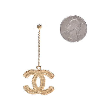Chanel CC Drop Earrings Matte Gold 2 of 4