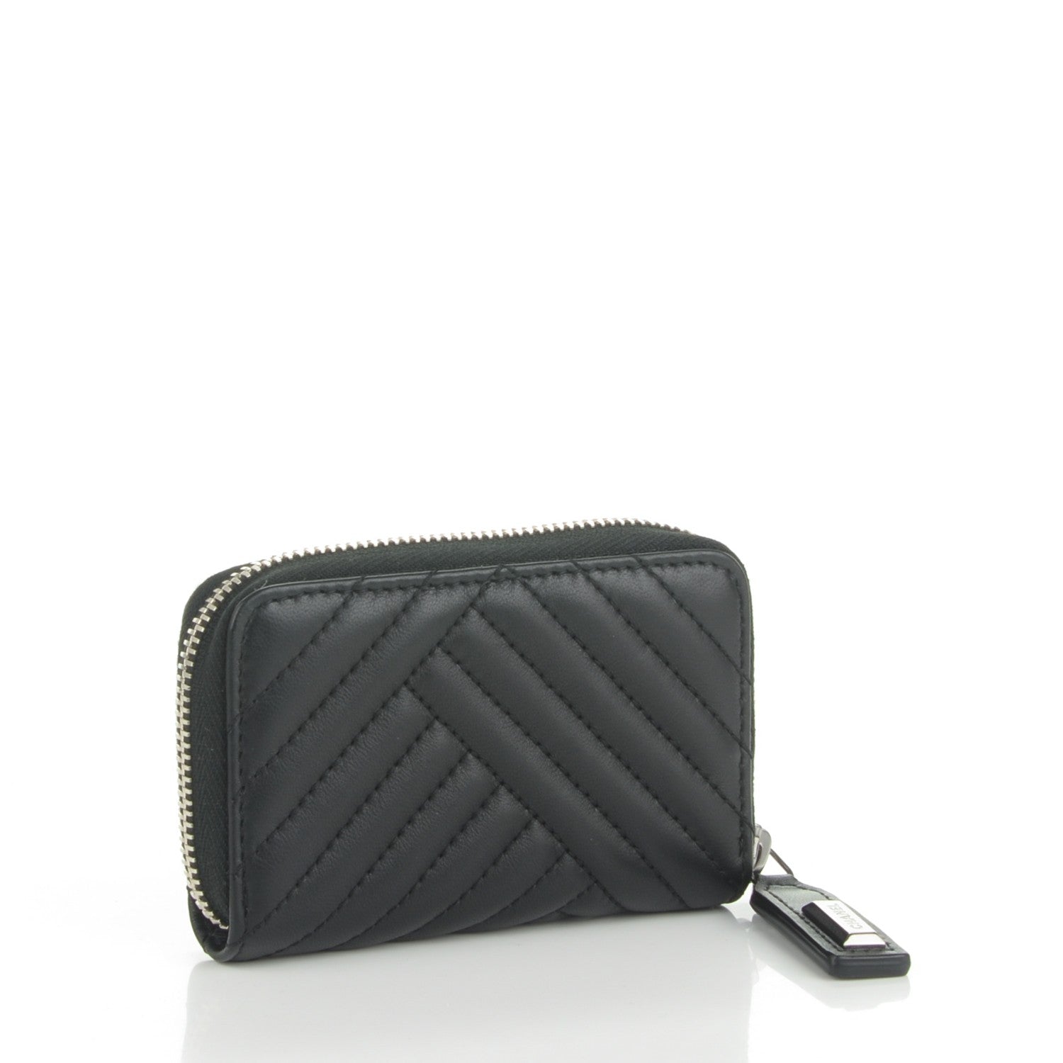 Chanel Lambskin Quilted Crossing Zip Around Coin Purse Black 3 of 7