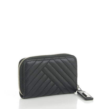 Chanel Lambskin Quilted Crossing Zip Around Coin Purse Black 3 of 7