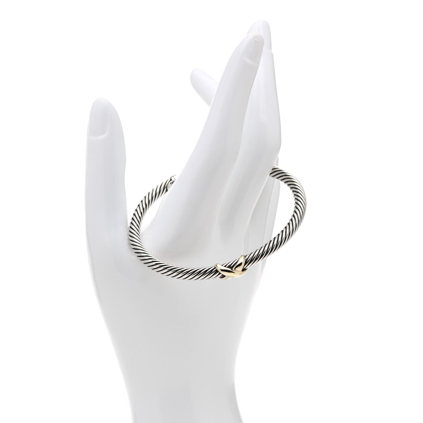 Sterling Silver 14K Yellow Gold 5mm X Station Cable Bracelet