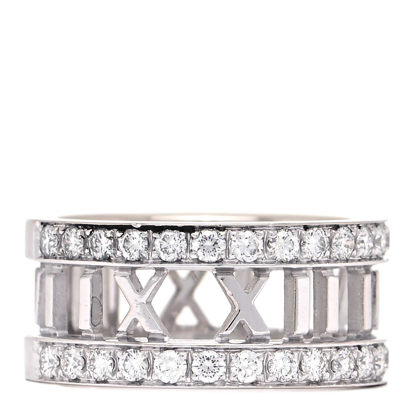 18K White Gold Diamond Wide Atlas Open Ring 52 6