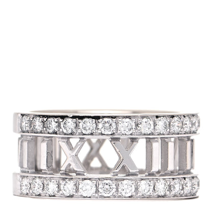 Tiffany 18K White Gold Diamond Wide Atlas Open Ring 52 6 1 of 4