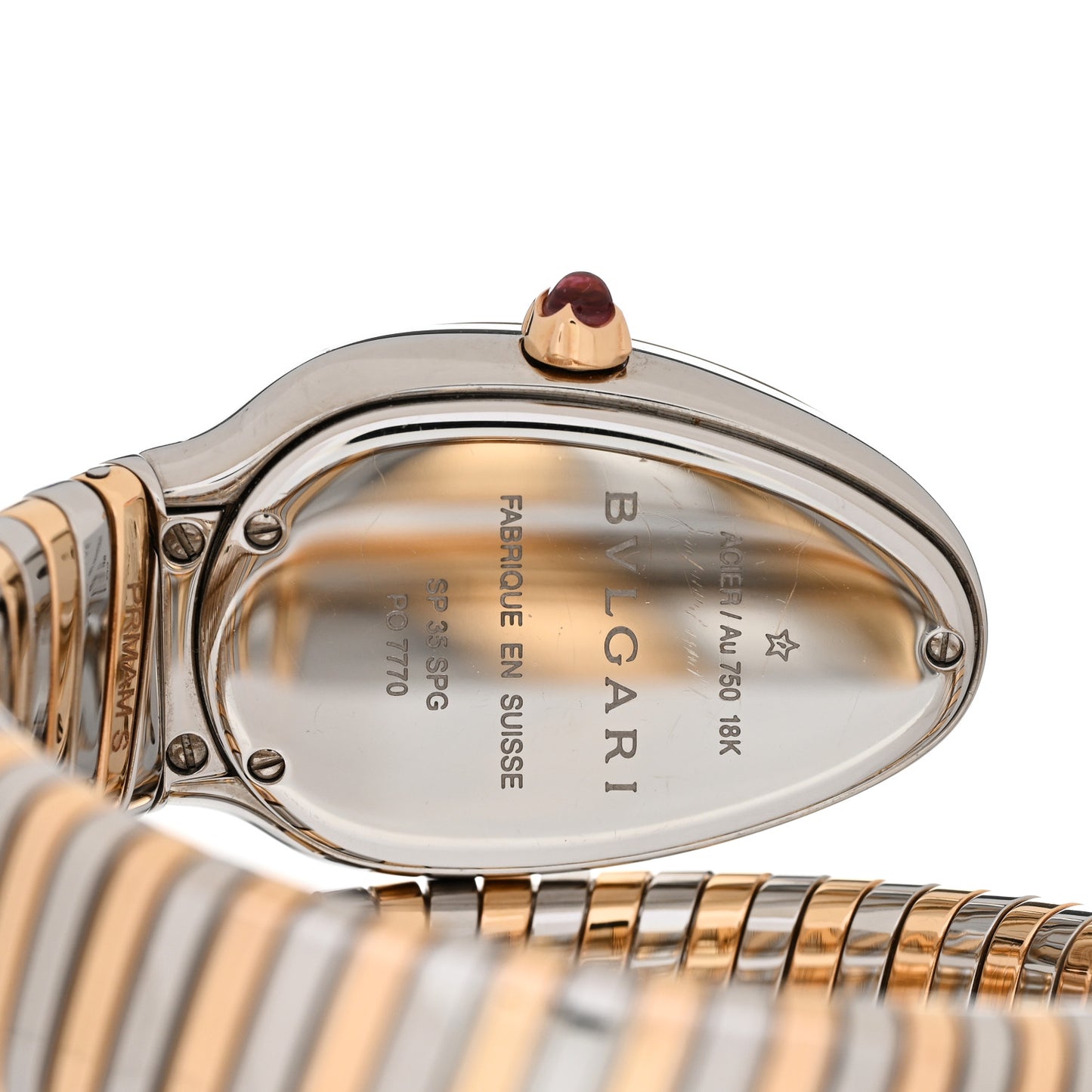 Stainless Steel 18K Rose Gold Diamond Bezel 35mm Serpenti Tubogas Quartz Watch