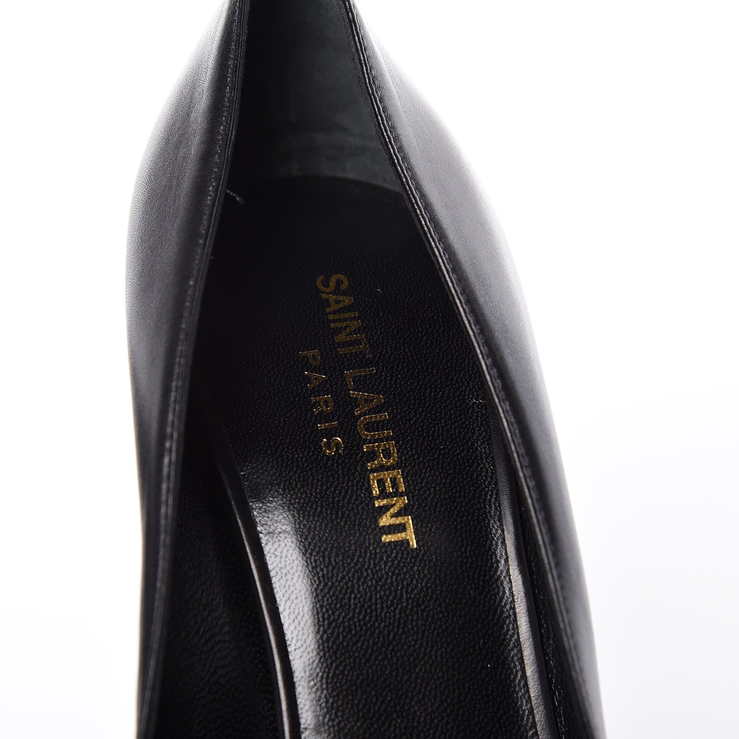 Saint Laurent Calfskin Bi-Color Cap Toe 105 Pumps 38.5 Black Porcellana 6 of 12