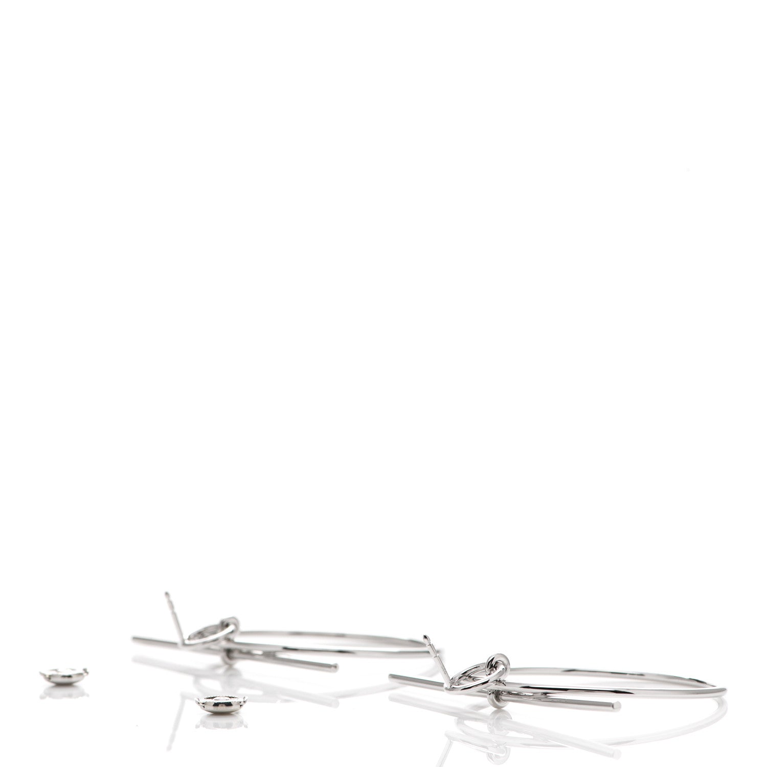 Hermes Sterling Silver MM Loop Earrings 5 of 6