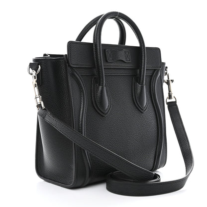 Celine Drummed Calfskin Nano Luggage Black 3 of 10
