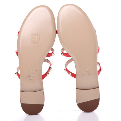 Valentino Garavani Nappa Rockstud Caged Flat Slide Sandals 39 Rouge Pur 6 of 11