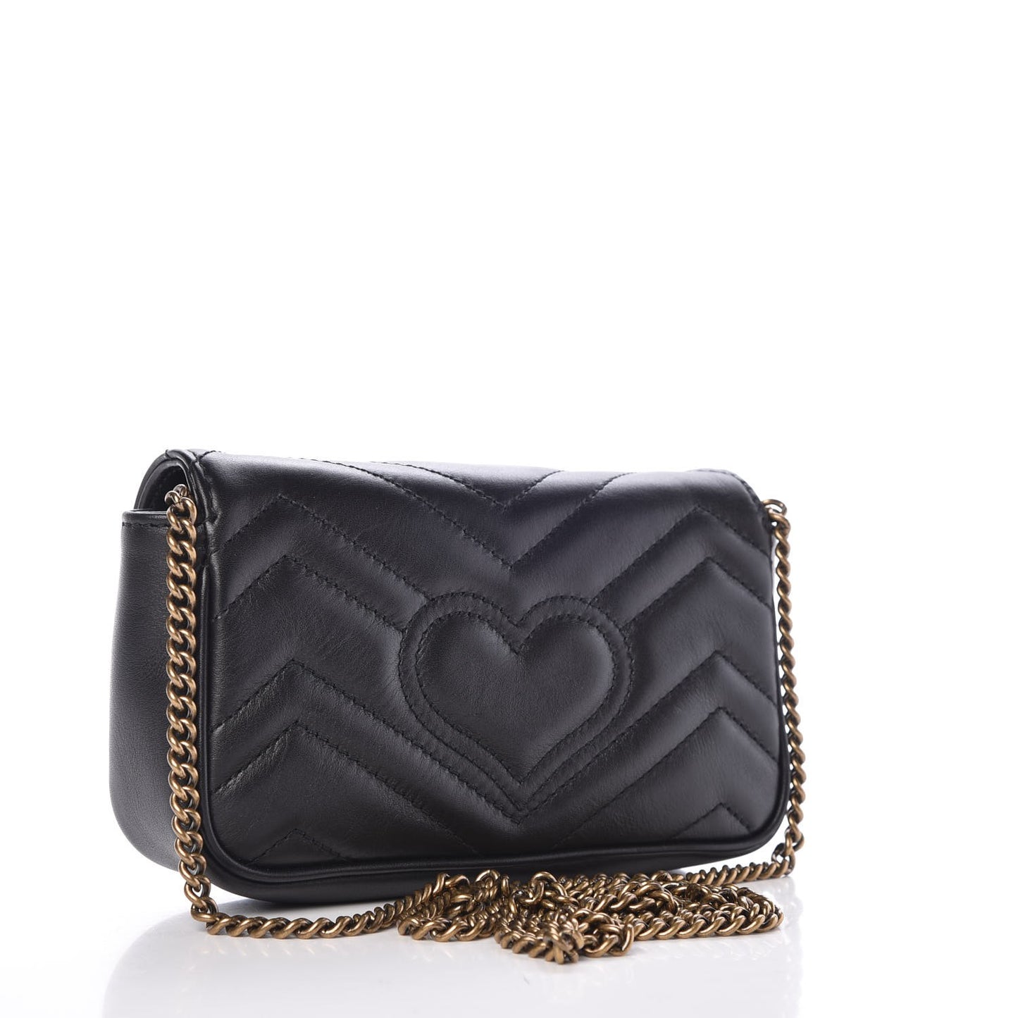 Calfskin Matelasse Super Mini GG Marmont Shoulder Bag Black