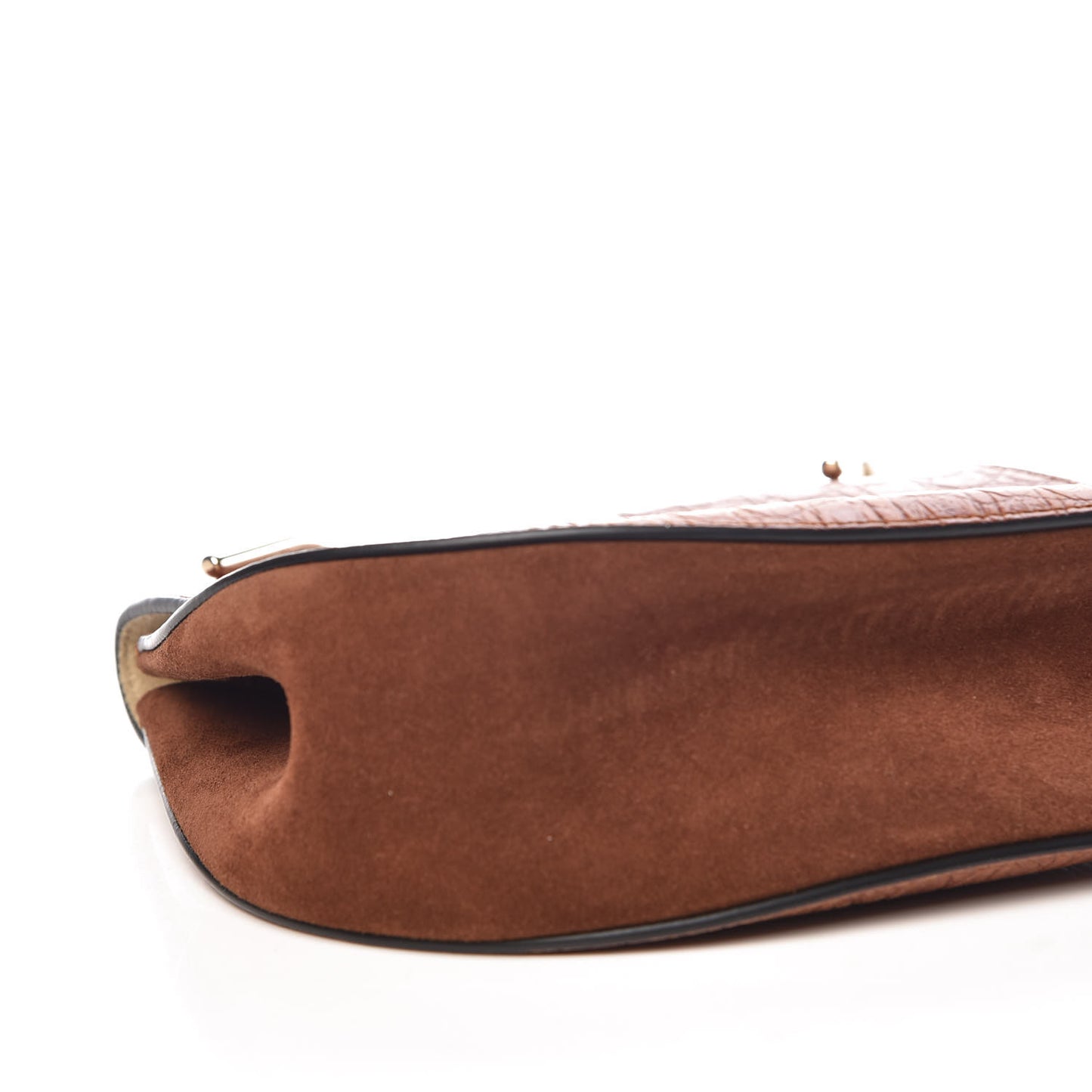 Calfskin Crocodile Embossed Drew Shoulder Bag Sienna Red